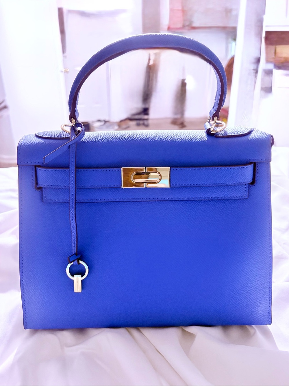 Lily & Bean “Evie” Leather Purse, in Cobalt Blue, 28 cm — LIKE NEW!